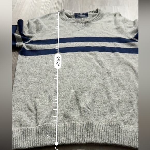 American Eagle Gray & Navy Blue Stripe Cotton Long Sleeve Pullover Sweater Sz S - Picture 8 of 8